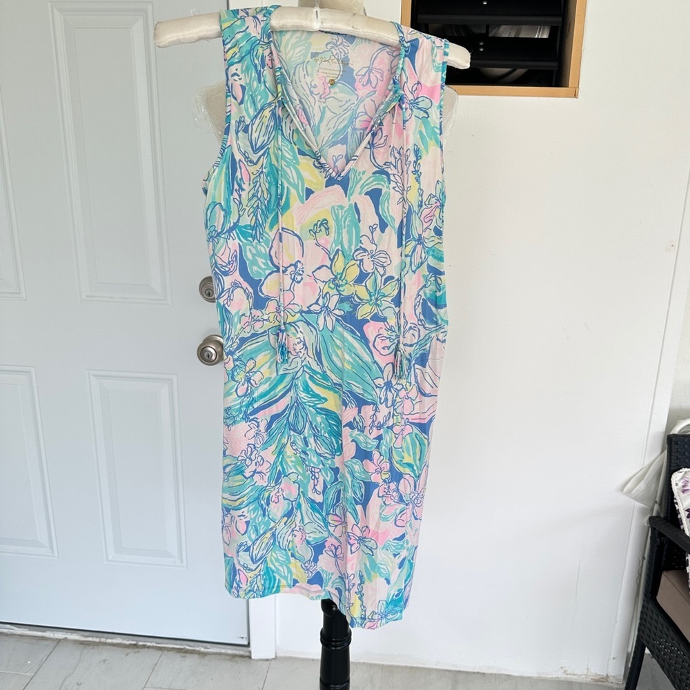 Lilly Pulitzer Green Sheath Midi Dress V-Neck Sleeveless Resort Wear